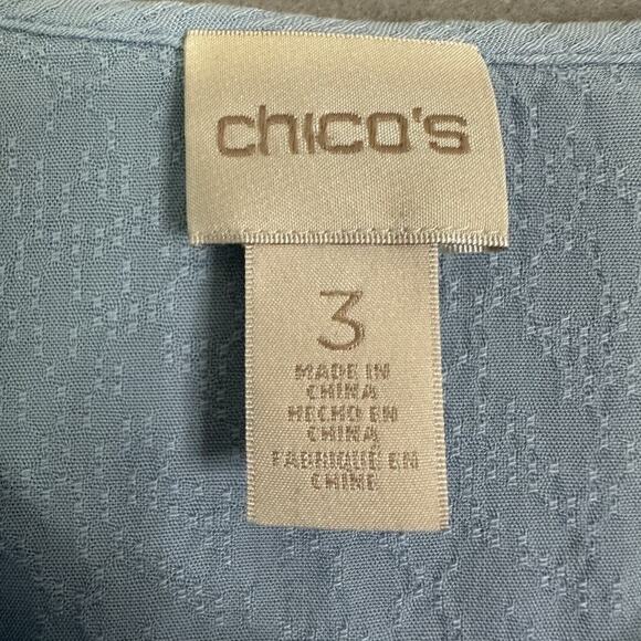 Chico’s Top Women Plus SZ 16 Eyelet Bell Sleeve Lightweight Feminine Casual - Picture 3 of 16